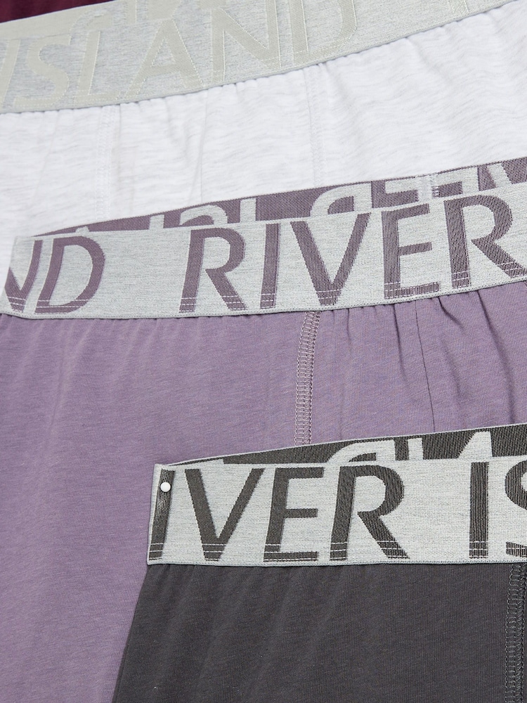 River Island Purple Purple Large Contrast Text Boxers 4 Pack - Image 4 of 4