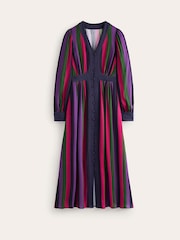 Boden Purple Colourblock V-Neck Midi Dress - Image 5 of 5