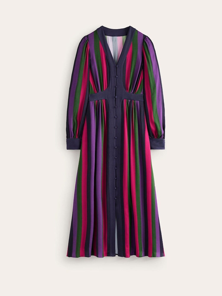 Boden Purple Colourblock V-Neck Midi Dress - Image 5 of 5 Boden Purple Colourblock V-Neck Midi Dress - Image 5 of 5