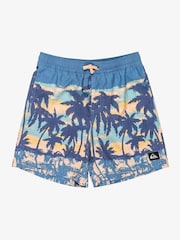 Quiksilver Blue Youth Tropical Print Everyday Straight Volley Swim Shorts - Image 6 of 7