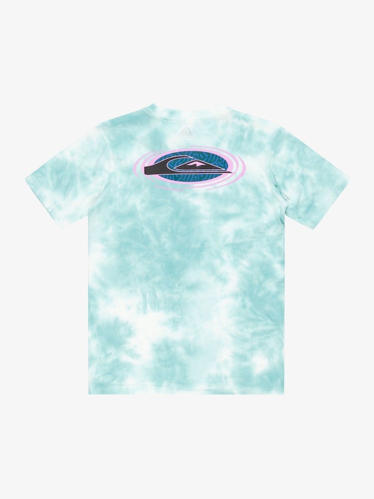 Quiksilver Blue Youth Tie-Dye Frog Ritual Short Sleeve Back Print Logo 100% Cotton T-Shirt - Image 7 of 7 Quiksilver Blue Youth Tie-Dye Frog Ritual Short Sleeve Back Print Logo 100% Cotton T-Shirt - Image 7 of 7
