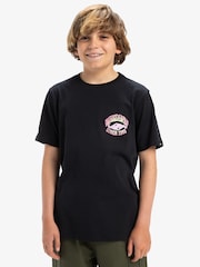 Quiksilver Black Youth Times Up Short Sleeve Backprint Logo 100% Cotton T-Shirt - Image 1 of 7