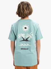 Quiksilver Blue Youth Evo Roads End Short Sleeve Back Print Logo 100% Cotton T-Shirt - Image 2 of 7