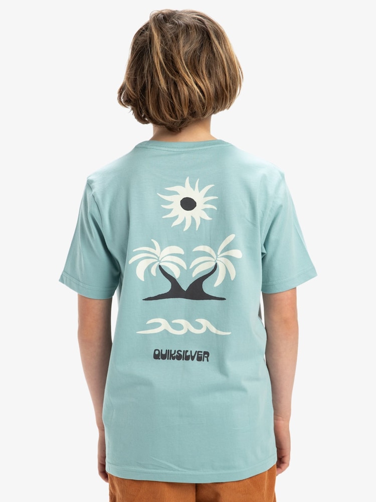 Quiksilver Blue Youth Evo Roads End Short Sleeve Back Print Logo 100% Cotton T-Shirt - Image 2 of 7