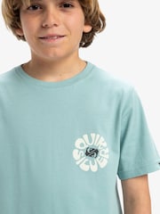 Quiksilver Blue Youth Evo Roads End Short Sleeve Back Print Logo 100% Cotton T-Shirt - Image 4 of 7