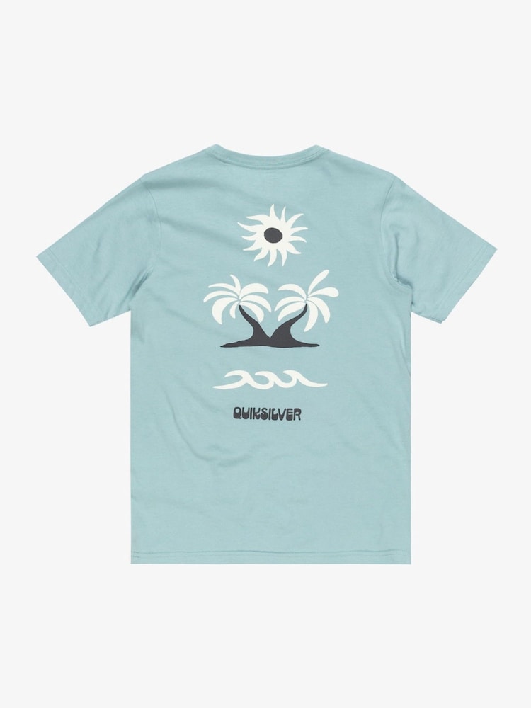Quiksilver Blue Youth Evo Roads End Short Sleeve Back Print Logo 100% Cotton T-Shirt - Image 7 of 7