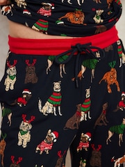 Chelsea Peers Blue 12 Dogs of Christmas Print Long Pyjamas Set - Image 2 of 5