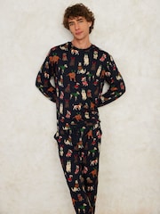 Chelsea Peers Blue 12 Dogs of Christmas Print Long Pyjamas Set - Image 4 of 5