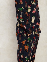 Chelsea Peers Blue 12 Dogs of Christmas Print Long Pyjamas Set - Image 5 of 5
