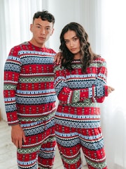 Chelsea Peers Red Christmas Nutcracker Fairisle Pattern Long Pyjamas Set - Image 2 of 5