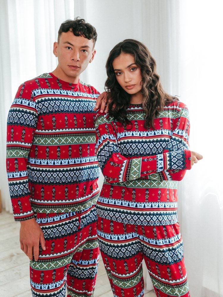 Chelsea Peers Red Christmas Nutcracker Fairisle Pattern Long Pyjamas Set - Image 2 of 5