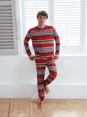 Chelsea Peers Red Christmas Nutcracker Fairisle Pattern Long Pyjamas Set - Image 3 of 5