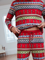 Chelsea Peers Red Christmas Nutcracker Fairisle Pattern Long Pyjamas Set - Image 5 of 5
