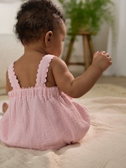 Pink Baby Broderie Romper (0mths-3yrs) - Image 3 of 3
