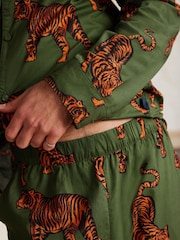 Chelsea Peers Green Tiger Print Long 100% Organic Cotton Pyjamas Set - Image 5 of 5