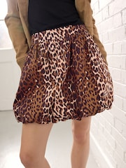 Leopard Print 100% Cotton Bubble Hem Mini Skirt - Image 5 of 8