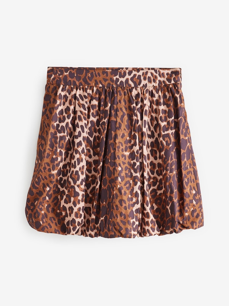 Leopard Print 100% Cotton Bubble Hem Mini Skirt - Image 6 of 8