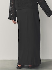 Black Maxi Sarong Skirt with Linen - Image 3 of 7