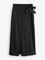 Black Maxi Sarong Skirt with Linen - Image 5 of 7