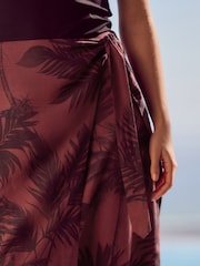 Red Maxi Sarong Skirt with Linen - Image 4 of 7