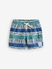 Quiksilver Blue Youth Geoprint Surfsilk Straight Volley Swim Shorts - Image 1 of 1