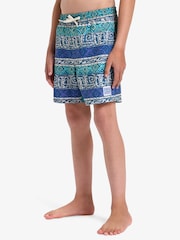 Quiksilver Blue Youth Geoprint Surfsilk Straight Volley Swim Shorts - Image 3 of 5