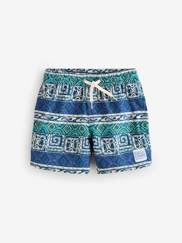 Quiksilver Blue Youth Geoprint Surfsilk Straight Volley Swim Shorts - Image 5 of 5