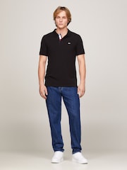 Tommy Jeans Black 100% Cotton Slim Placket Polo Shirt - Image 1 of 6