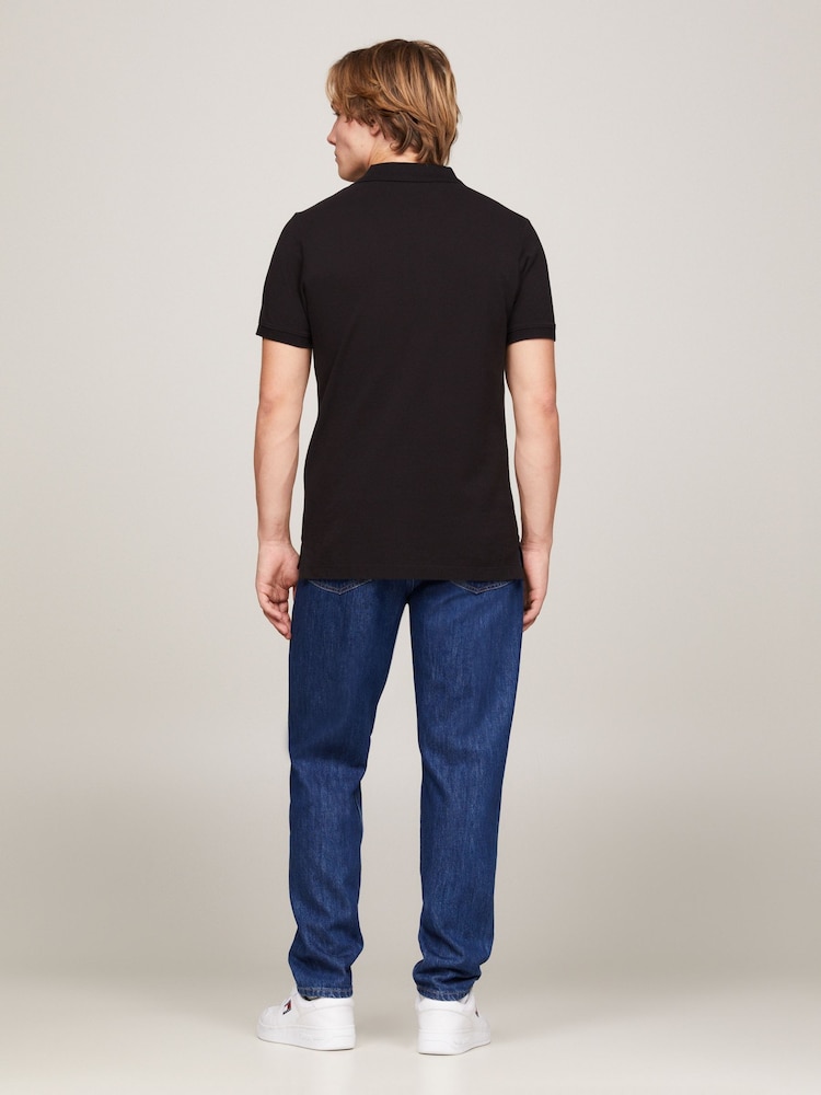 Tommy Jeans Black 100% Cotton Slim Placket Polo Shirt - Image 2 of 6