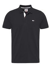 Tommy Jeans Black 100% Cotton Slim Placket Polo Shirt - Image 5 of 6