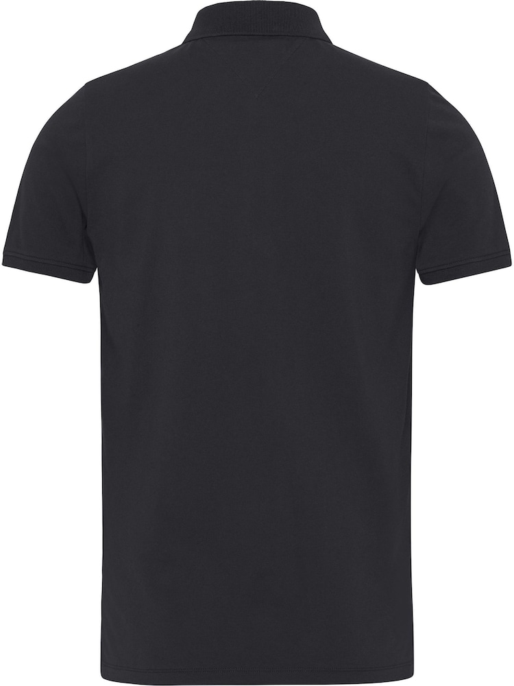 Tommy Jeans Black 100% Cotton Slim Placket Polo Shirt - Image 6 of 6
