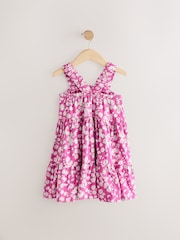 Pink Floral 100% Cotton Ruched Strap Sundress (3-16yrs) - Image 5 of 7