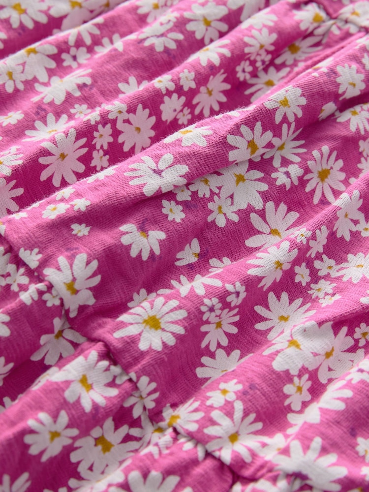 Pink Floral 100% Cotton Ruched Strap Sundress (3-16yrs) - Image 7 of 7