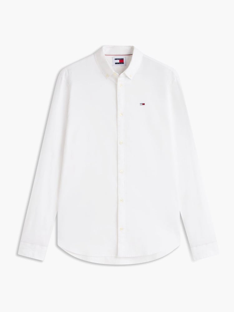 Tommy Jeans White Slim Stretch Oxford Shirt - Image 5 of 5