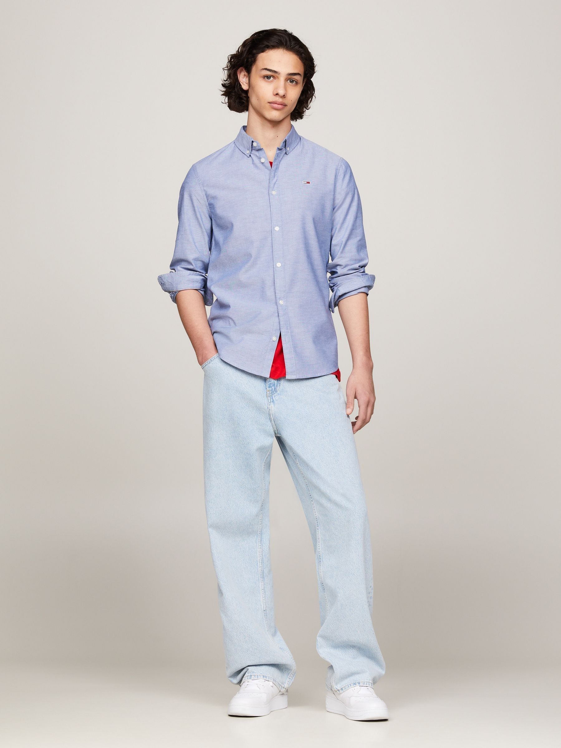 Buy Tommy Jeans Aqua Blue Tjm Slim Stretch Oxford Shirt from