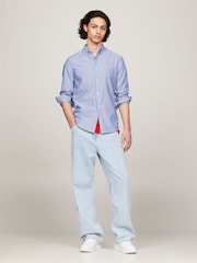 Tommy Jeans Mid Blue Slim Stretch Oxford Shirt - Image 1 of 9