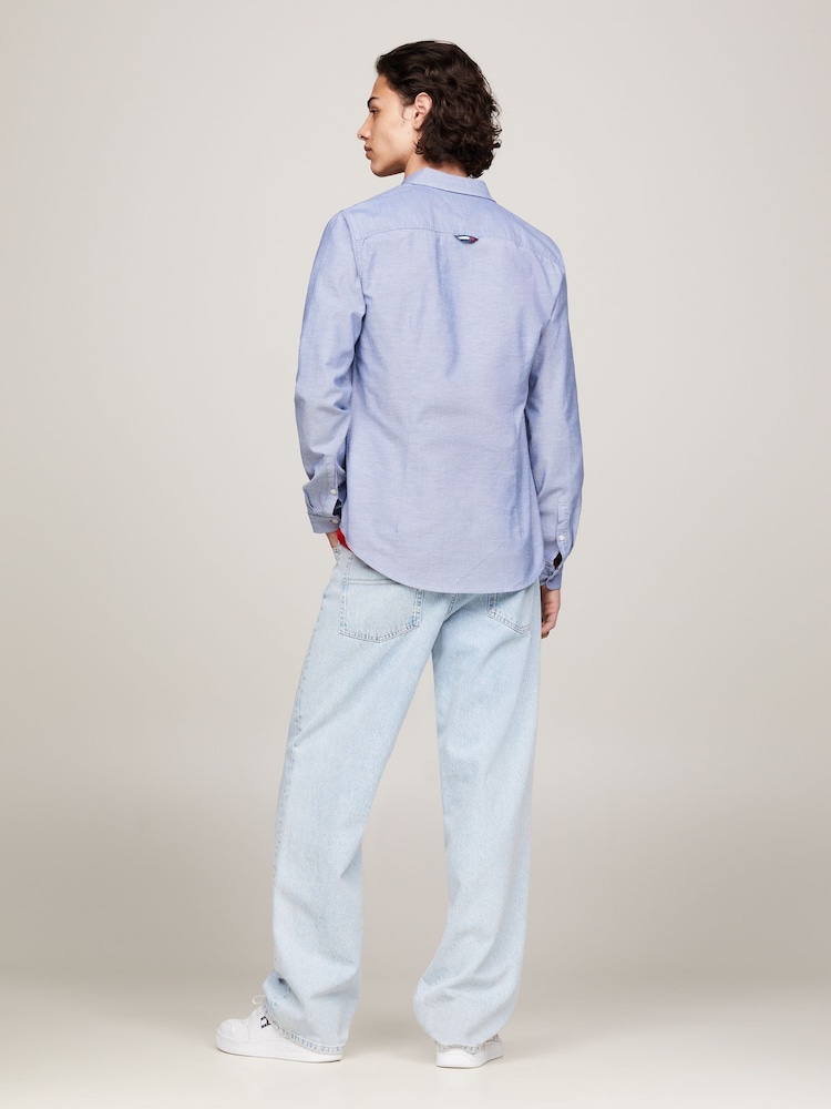 Tommy Jeans Mid Blue Slim Stretch Oxford Shirt - Image 2 of 9
