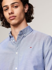 Tommy Jeans Mid Blue Slim Stretch Oxford Shirt - Image 5 of 9