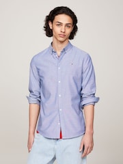 Tommy Jeans Mid Blue Slim Stretch Oxford Shirt - Image 7 of 9