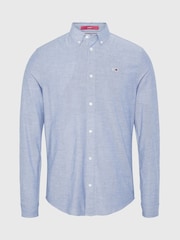Tommy Jeans Mid Blue Slim Stretch Oxford Shirt - Image 9 of 9
