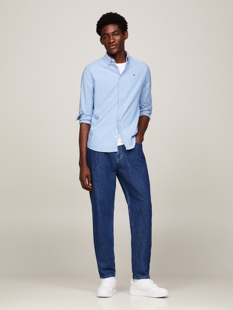 Tommy Jeans Light Blue Slim Stretch Oxford Shirt - Image 1 of 6
