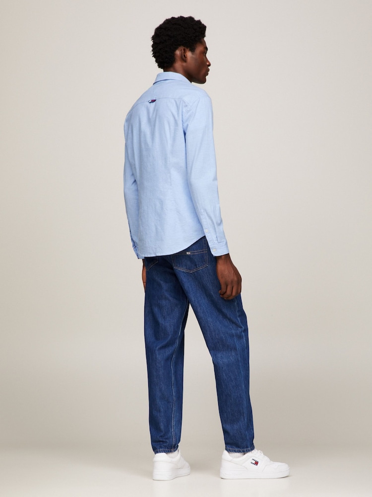 Tommy Jeans Light Blue Slim Stretch Oxford Shirt - Image 2 of 6