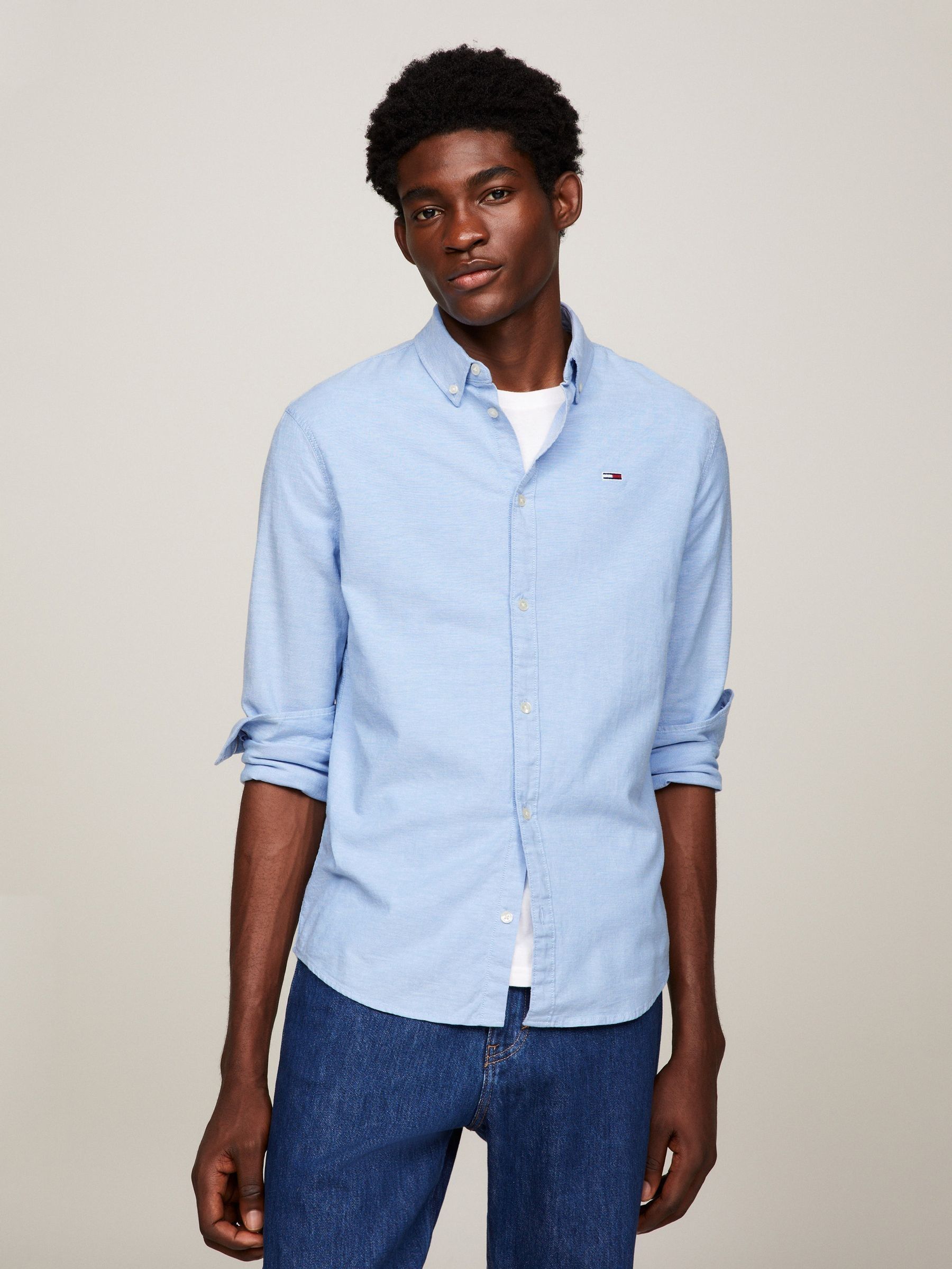 Buy Tommy Jeans Light Blue Slim Stretch Oxford Shirt from Next Canada