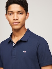 Tommy Jeans Blue 100% Cotton Slim Placket Polo Shirt - Image 3 of 7