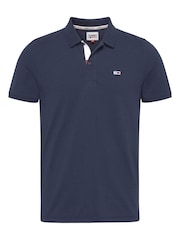 Tommy Jeans Blue 100% Cotton Slim Placket Polo Shirt - Image 5 of 7