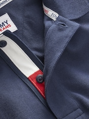 Tommy Jeans Blue 100% Cotton Slim Placket Polo Shirt - Image 7 of 7