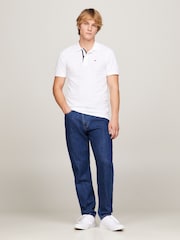 Tommy Jeans White 100% Cotton Slim Placket Polo Shirt - Image 1 of 6