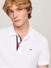 Tommy Jeans White 100% Cotton Slim Placket Polo Shirt - Image 3 of 6