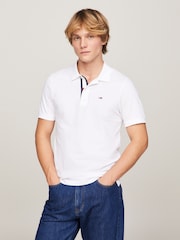 Tommy Jeans White 100% Cotton Slim Placket Polo Shirt - Image 4 of 6