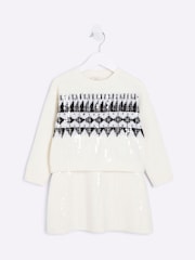 طقم تنورة للبنات بنمط أشكال هندسية ملونة مع ترتر من River Island - صورة 3 من 5